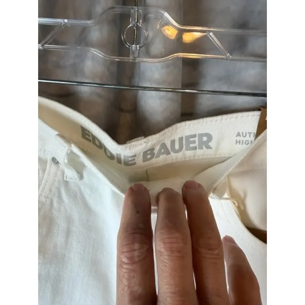 New Eddie Bauer Women Size 6 White Stretch Cotton High Rise Cutoff Denim Shorts - Picture 7 of 11